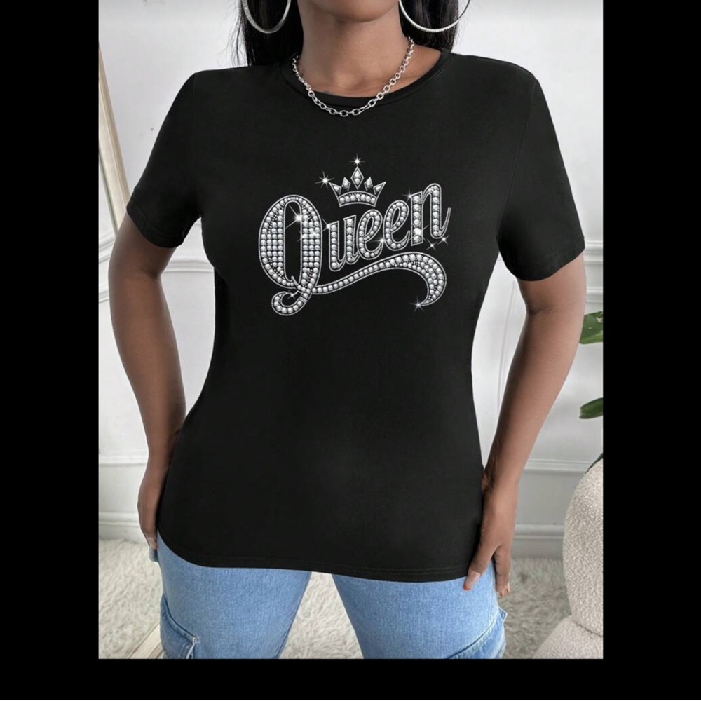 New Black 'Queen' Graphic T-Shirt Size M - Picture 3 of 11
